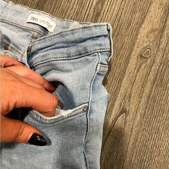 Zara Womens 6 High Rise Skinny Jeans Ankle Length Light Stone Wash Denim - Picture 9 of 10